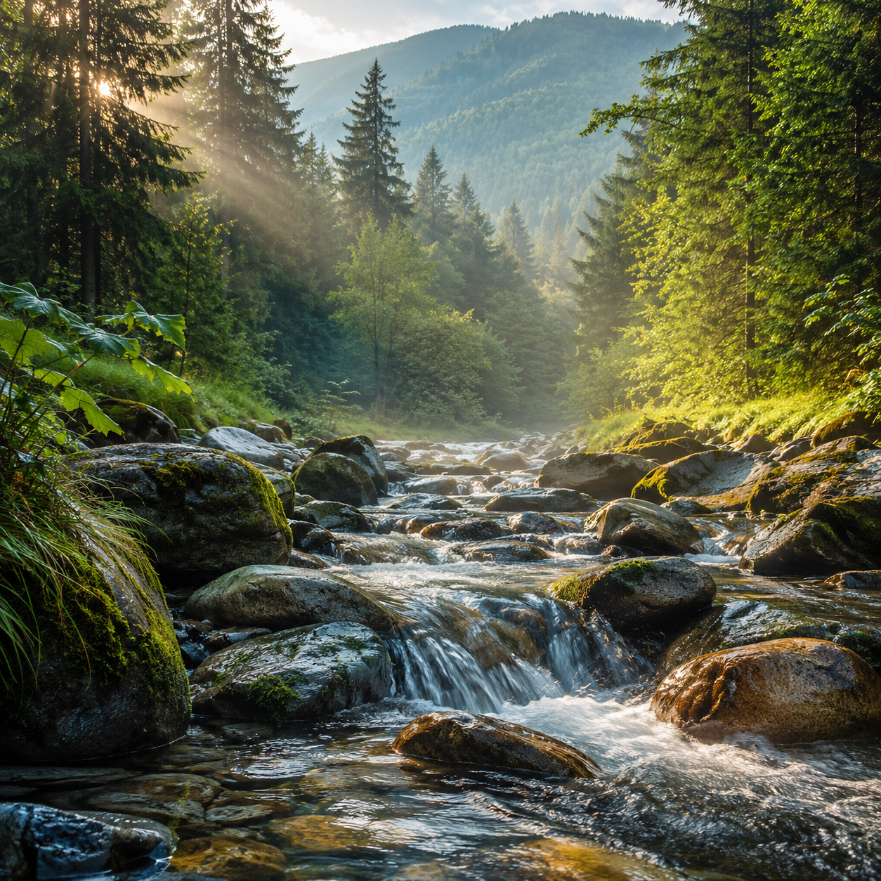 Naturalna woda źródlana, ujęcie wody w Beskidach